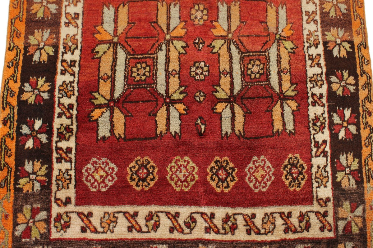 3x9 Red and Gray Turkish Tribal Runner