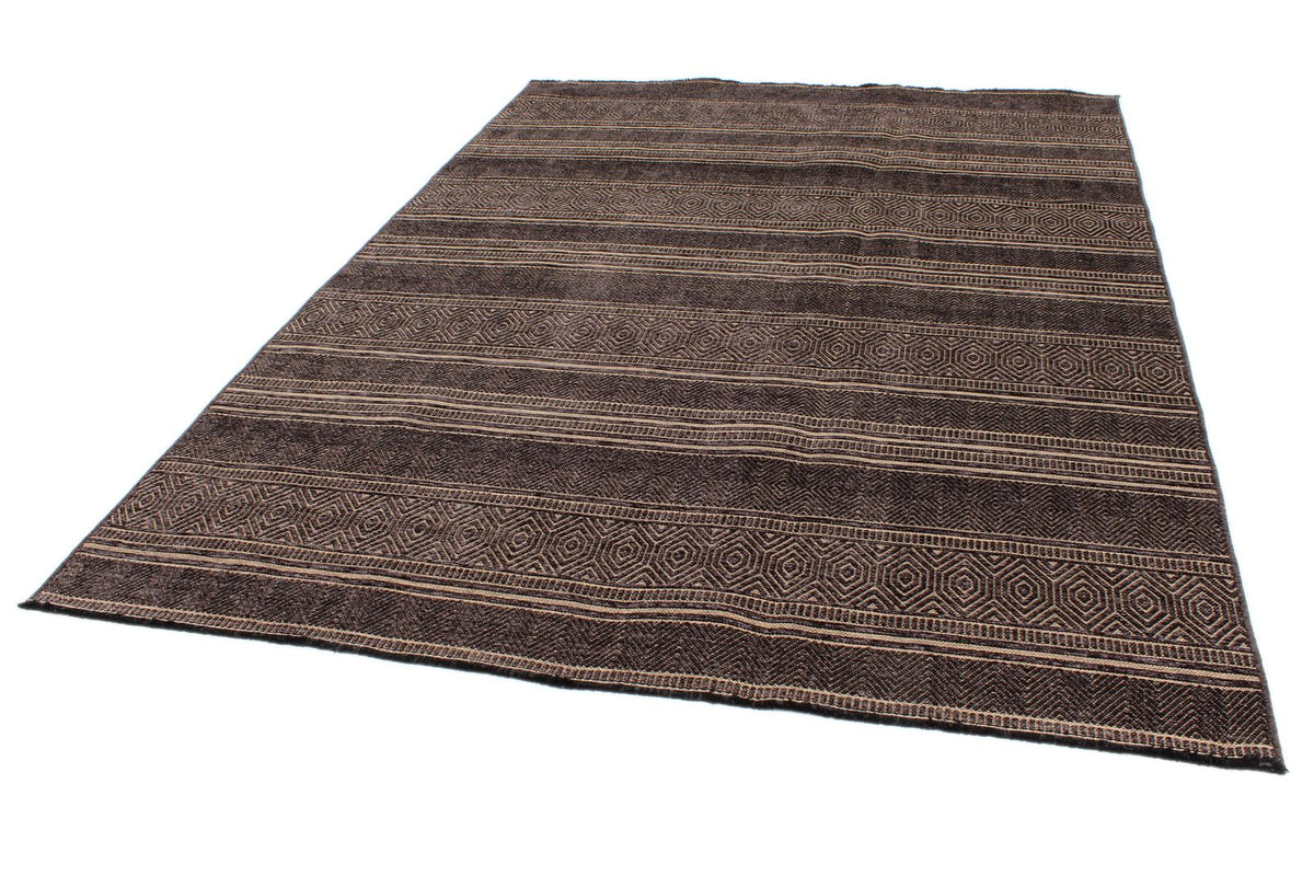 7x9 Black and Beige Modern Contemporary Rug