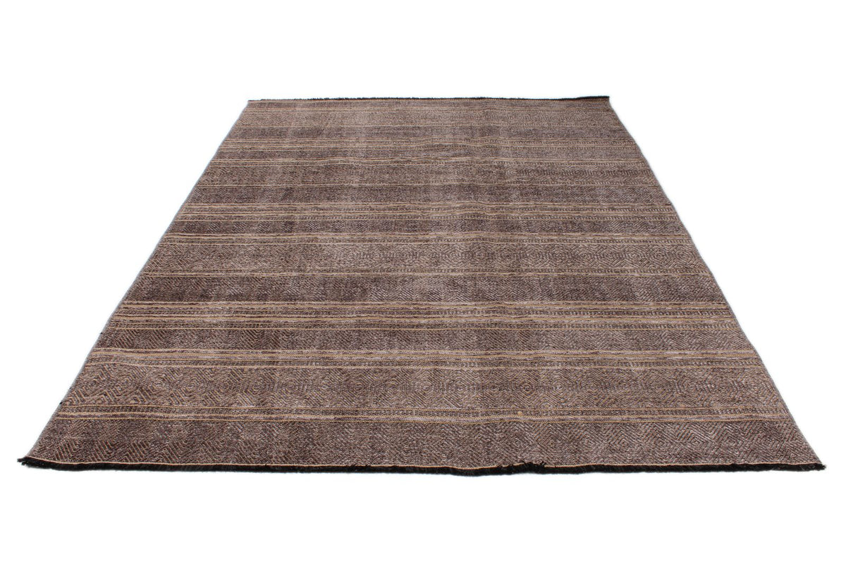 7x9 Light Brown and Brown Modern Contemporary Rug