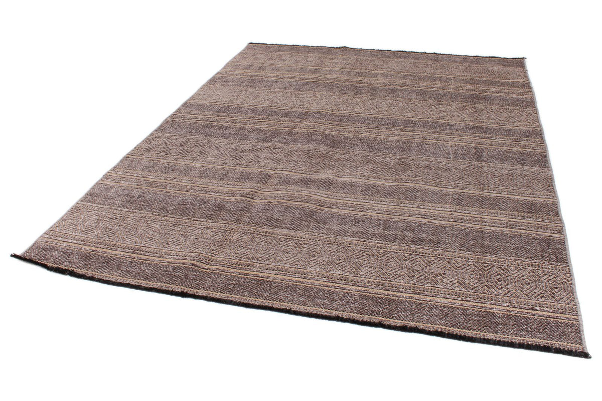 7x9 Light Brown and Brown Modern Contemporary Rug