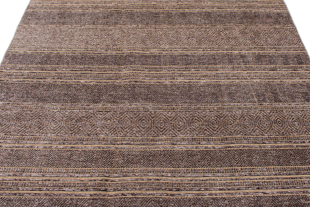 7x9 Light Brown and Brown Modern Contemporary Rug