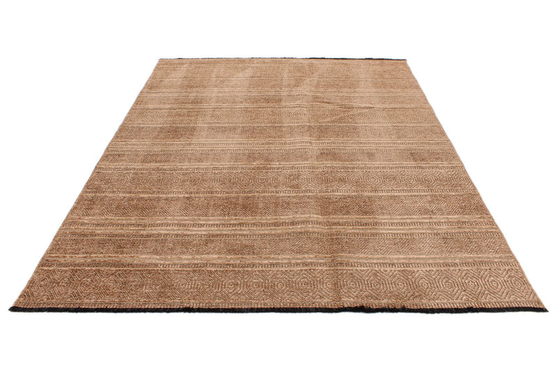 7x9 Light Brown and Brown Modern Contemporary Rug