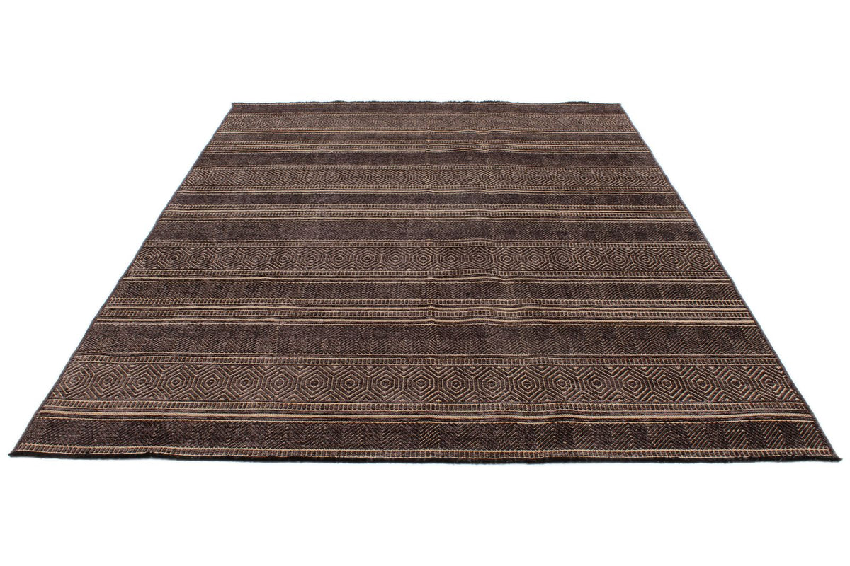 7x9 Light Brown and Brown Modern Contemporary Rug