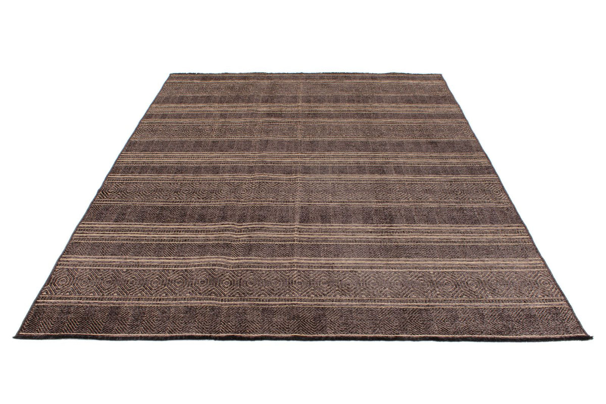 7x9 Light Brown and Brown Modern Contemporary Rug