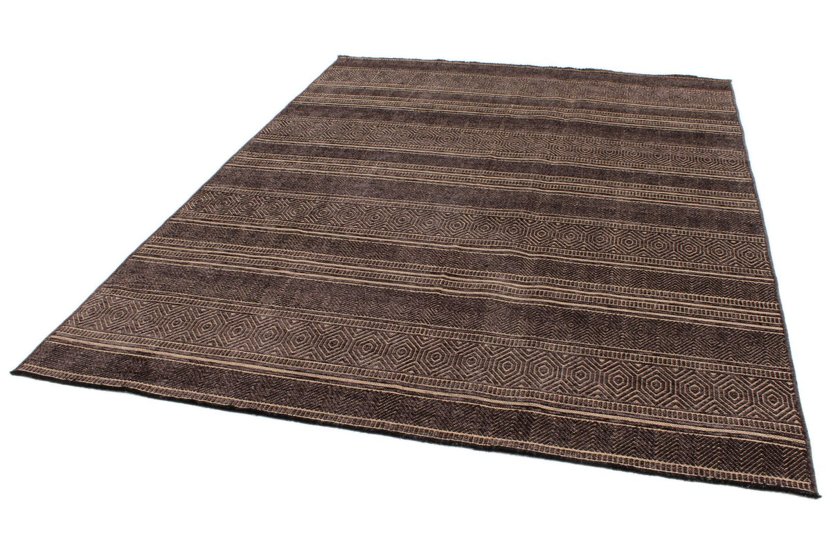 7x9 Light Brown and Brown Modern Contemporary Rug