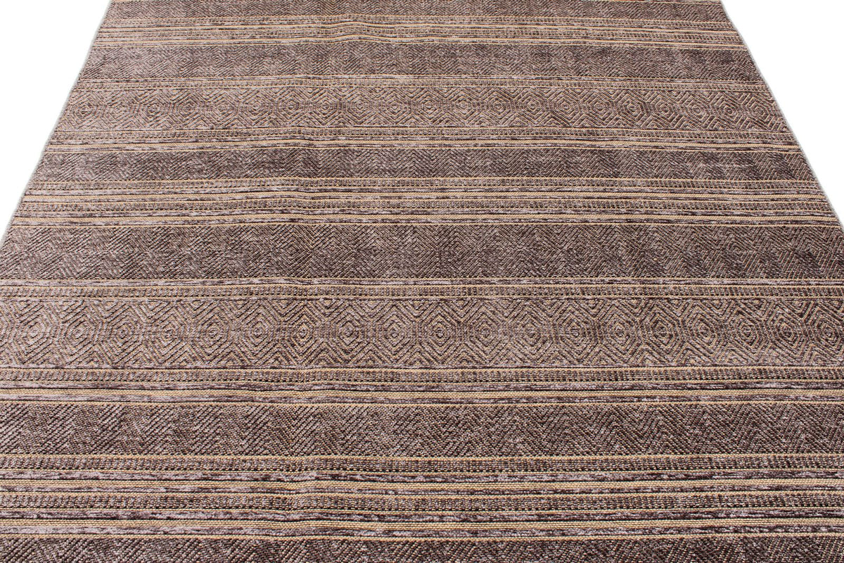 7x9 Beige and Brown Modern Contemporary Rug