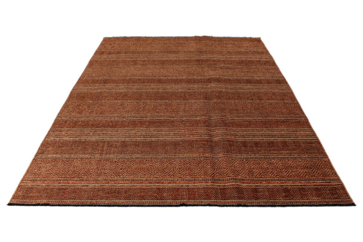 7x9 Dark Rust and Rust Modern Contemporary Rug