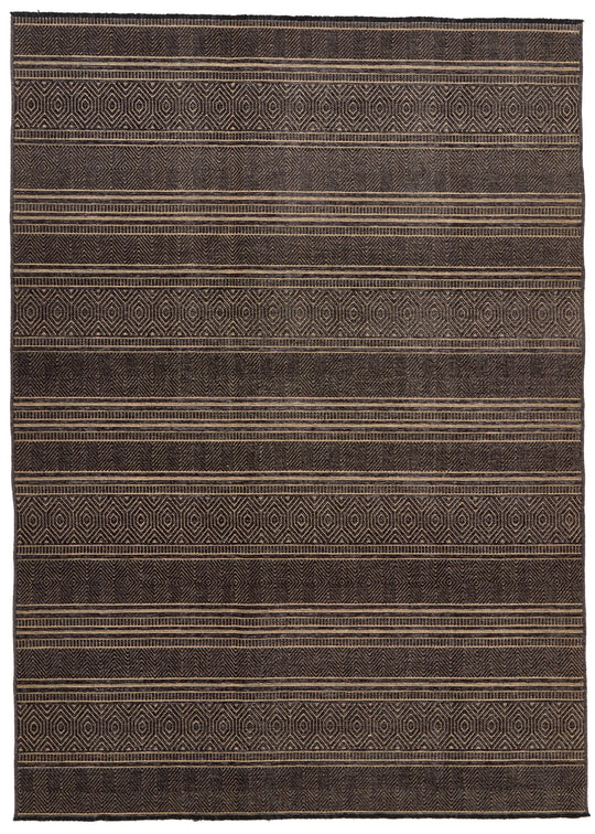 7x9 Dark Brown and Beige Modern Contemporary Rug