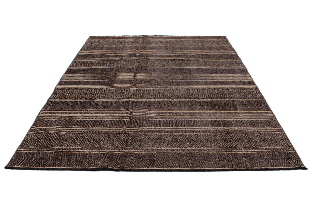 7x9 Dark Brown and Beige Modern Contemporary Rug
