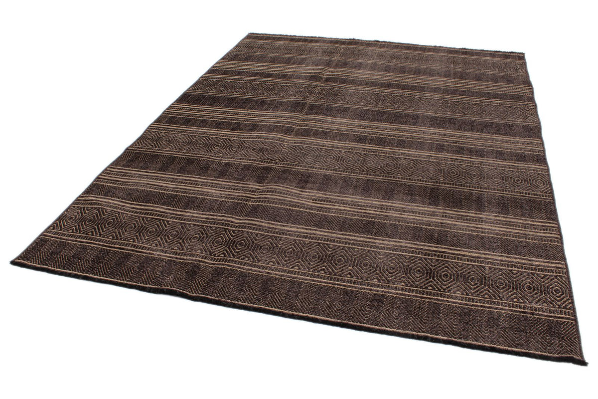 7x9 Dark Brown and Beige Modern Contemporary Rug