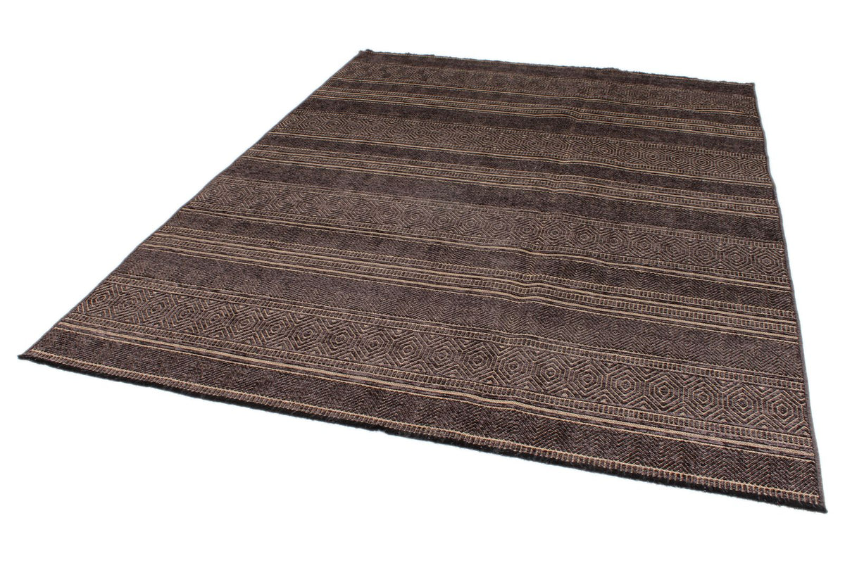 7x9 Dark Brown and Beige Modern Contemporary Rug
