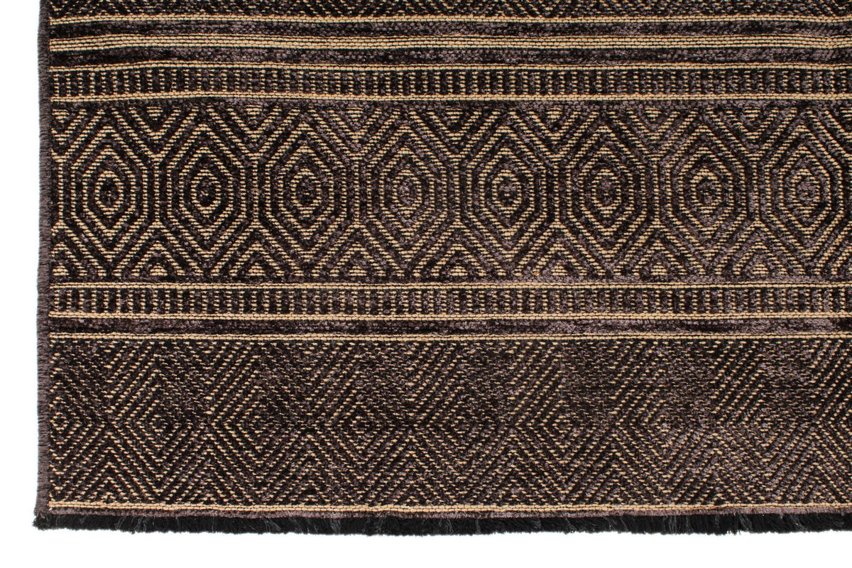 7x9 Dark Brown and Beige Modern Contemporary Rug