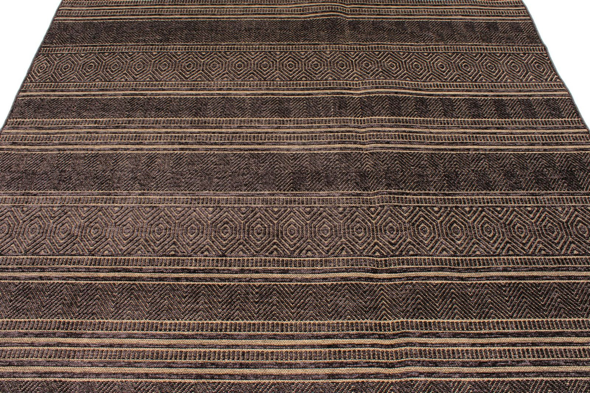 7x9 Dark Brown and Beige Modern Contemporary Rug