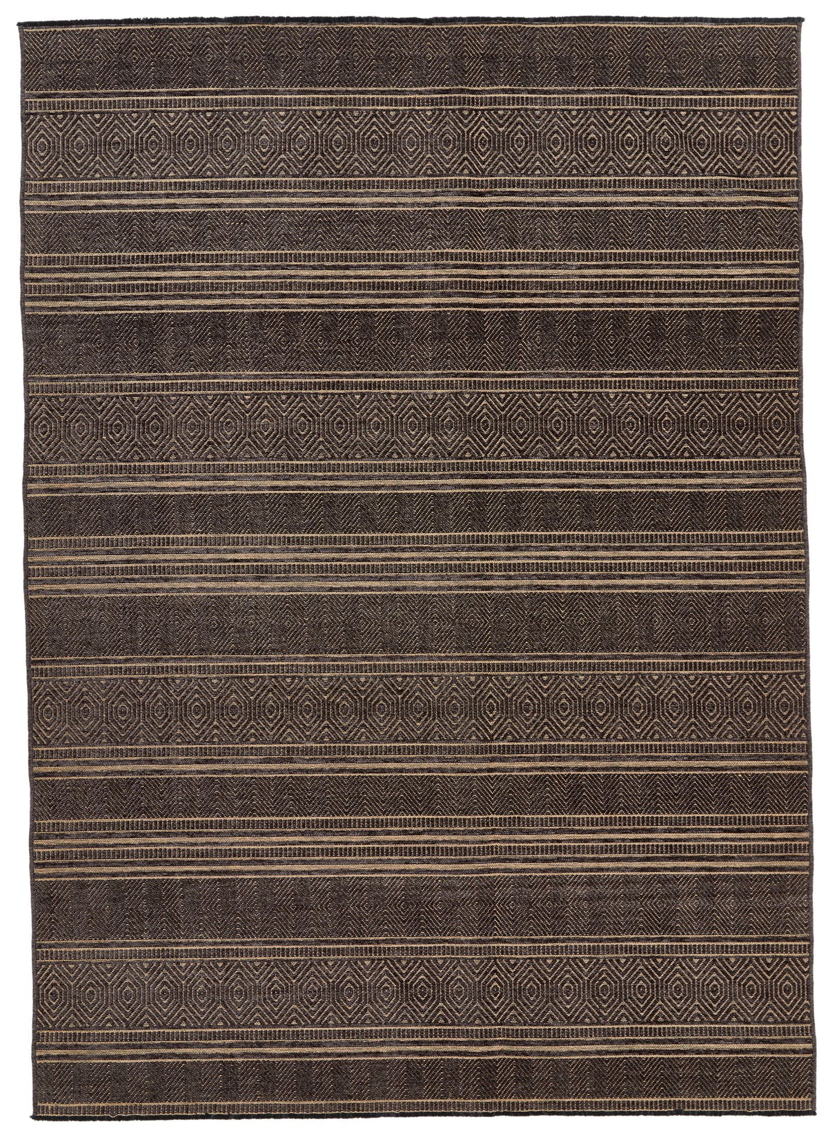 7x9 Black and Light Brown Modern Contemporary Rug