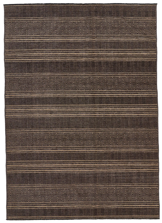 7x9 Black and Light Brown Modern Contemporary Rug