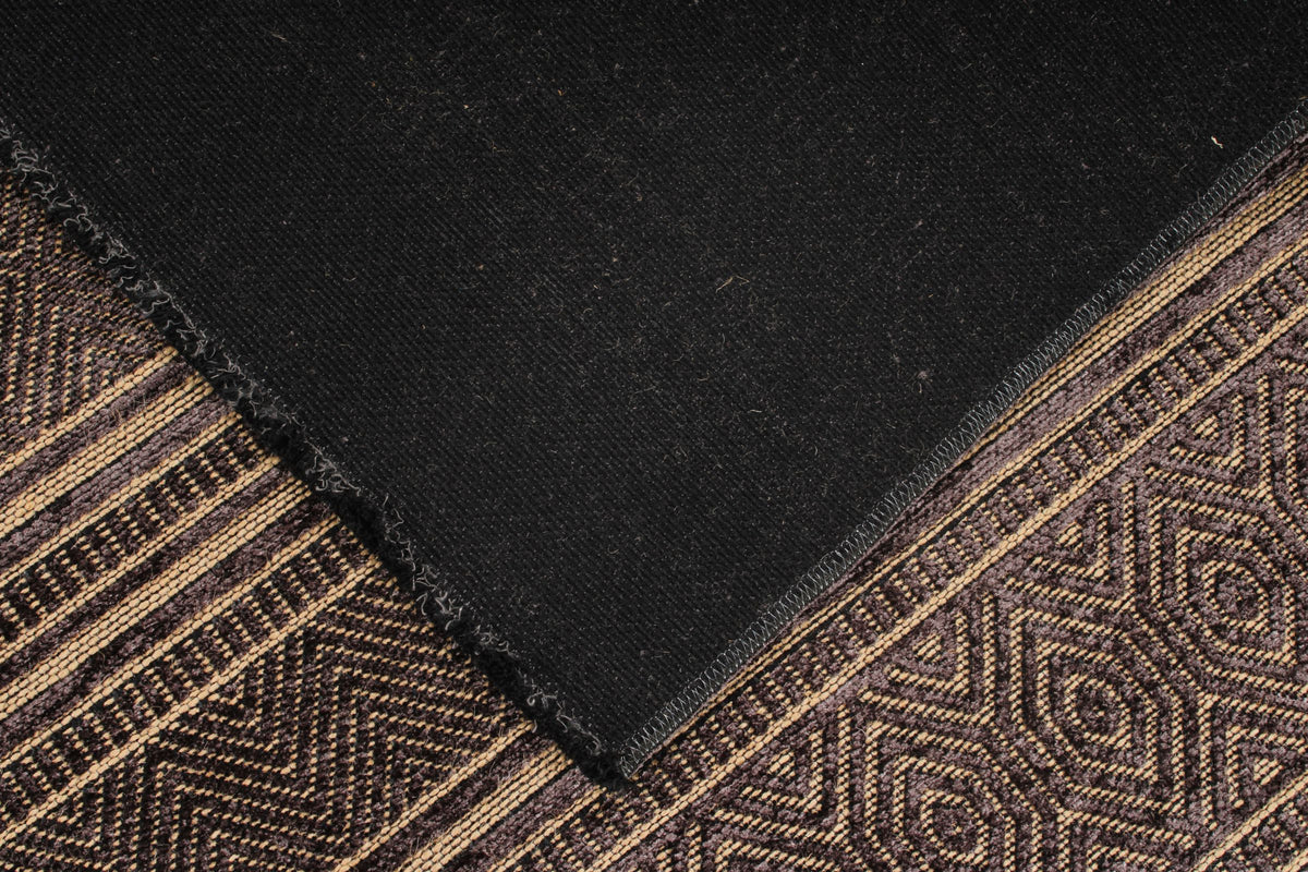 7x9 Black and Light Brown Modern Contemporary Rug