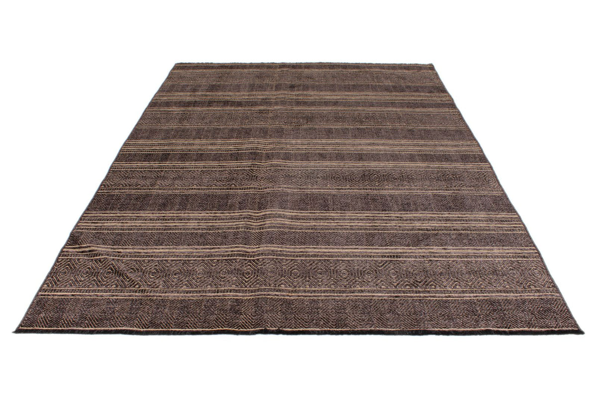 7x9 Black and Light Brown Modern Contemporary Rug