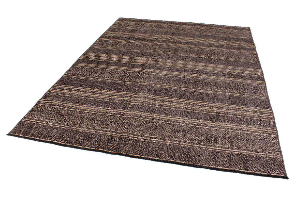 7x9 Black and Light Brown Modern Contemporary Rug