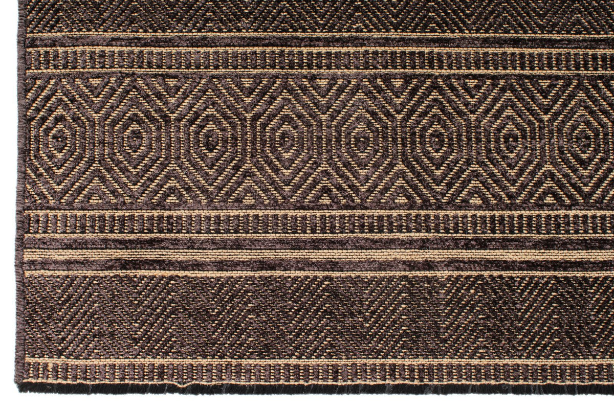 7x9 Black and Light Brown Modern Contemporary Rug