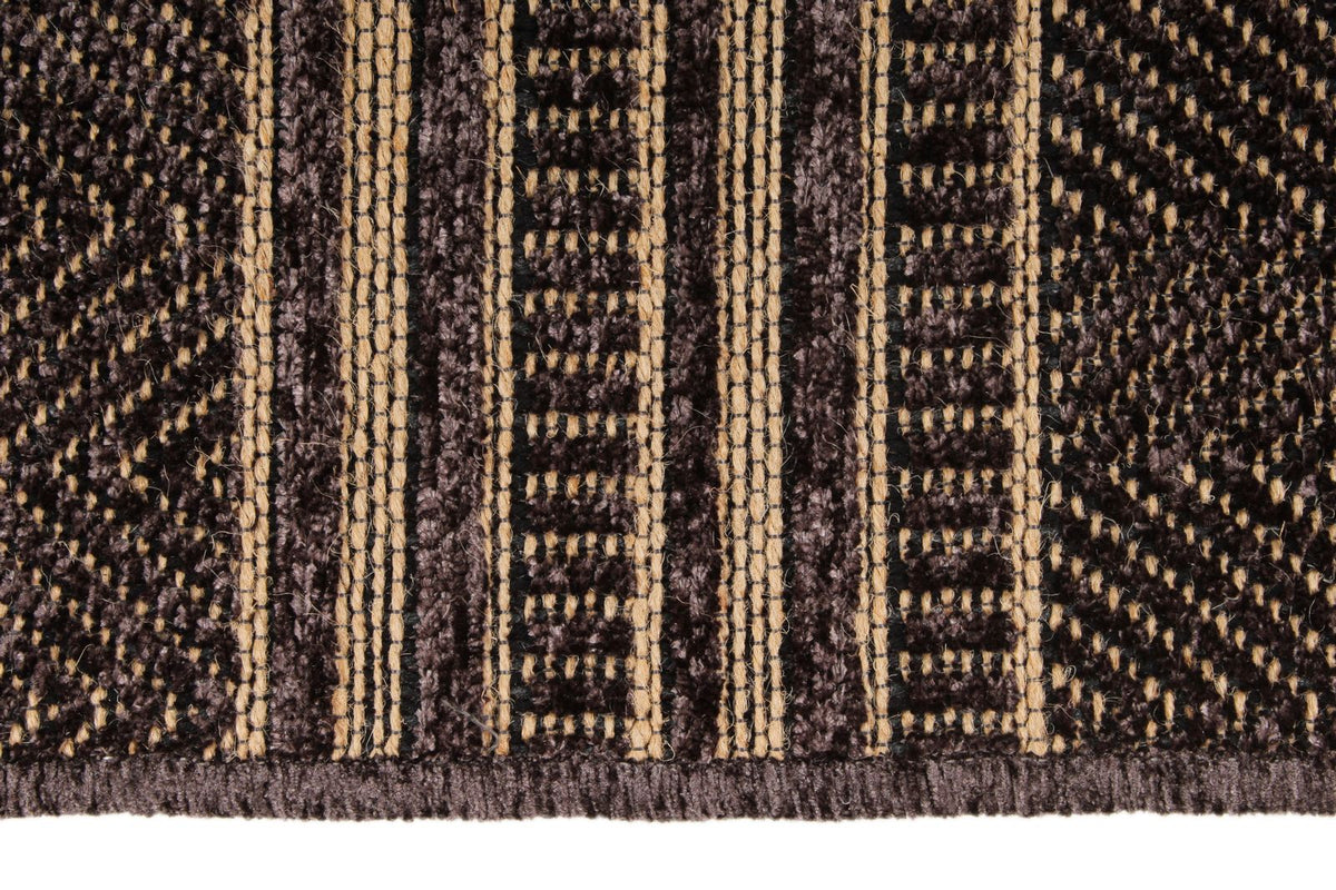 7x9 Black and Light Brown Modern Contemporary Rug