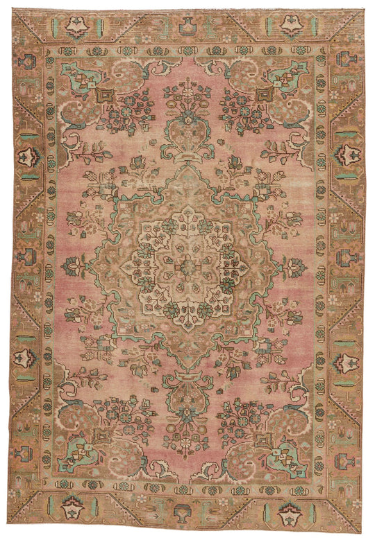 6x9 Rose and Multicolor Turkish Overdyed Rug
