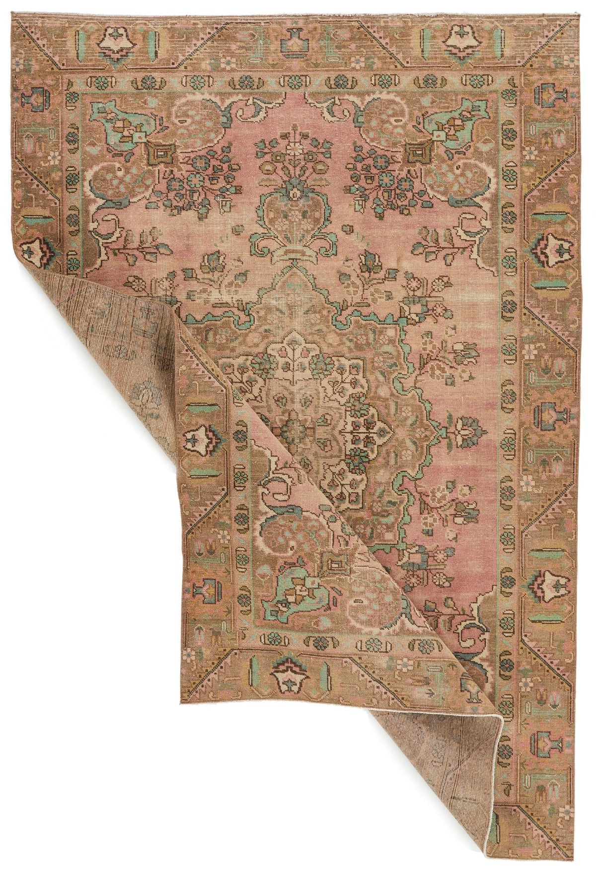 6x9 Rose and Multicolor Turkish Overdyed Rug