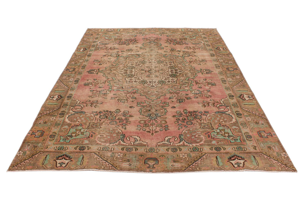 6x9 Rose and Multicolor Turkish Overdyed Rug