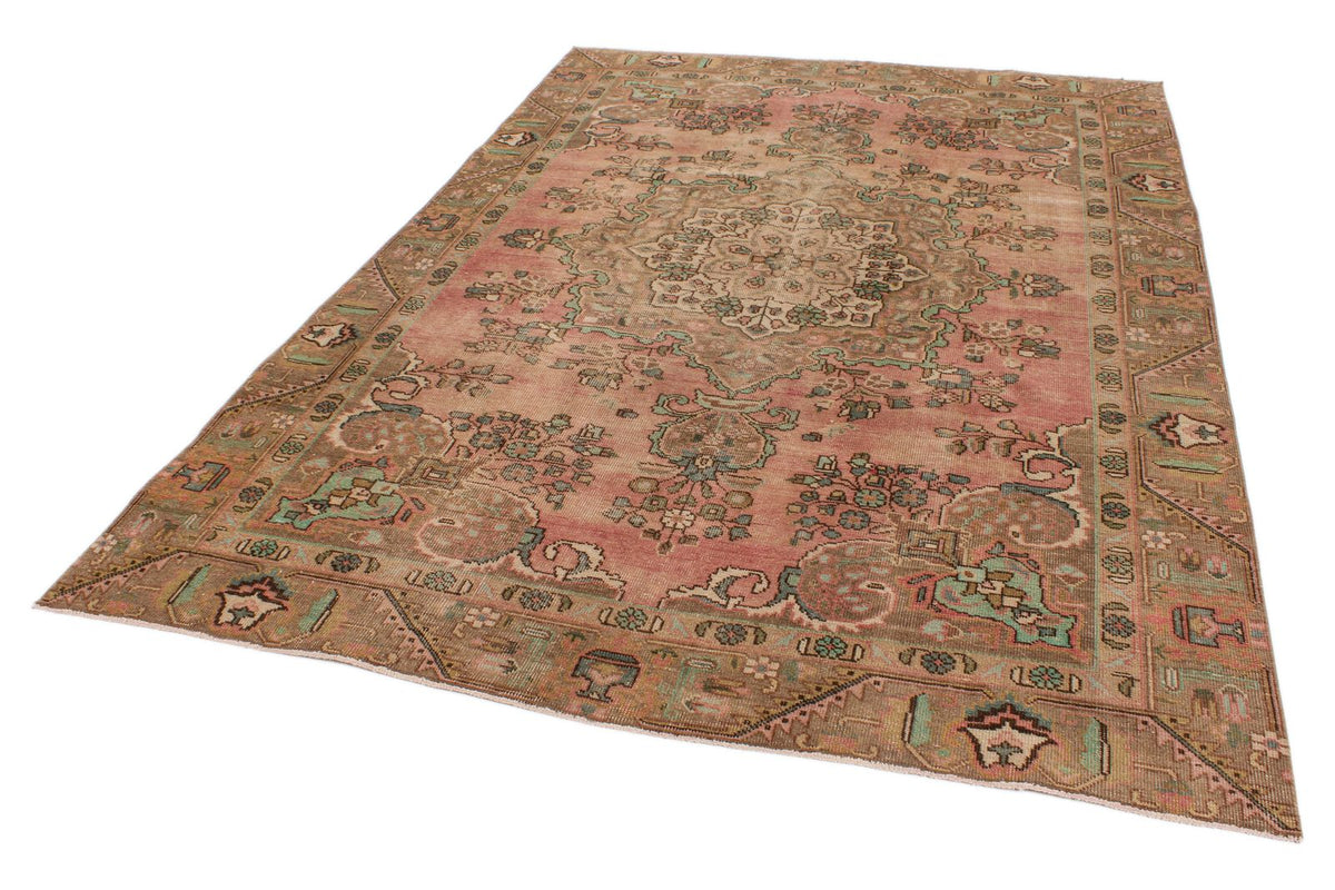 6x9 Rose and Multicolor Turkish Overdyed Rug