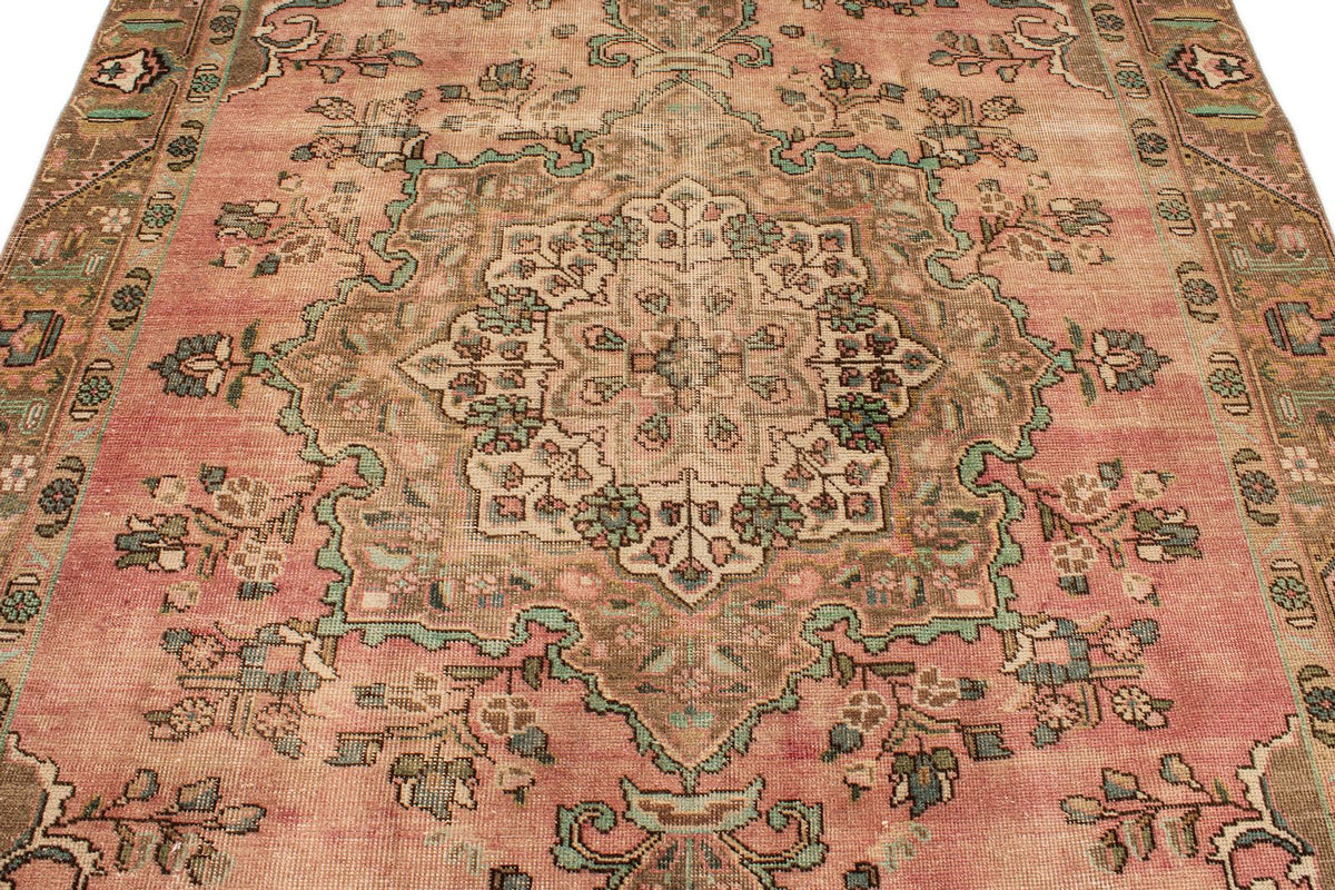 6x9 Rose and Multicolor Turkish Overdyed Rug