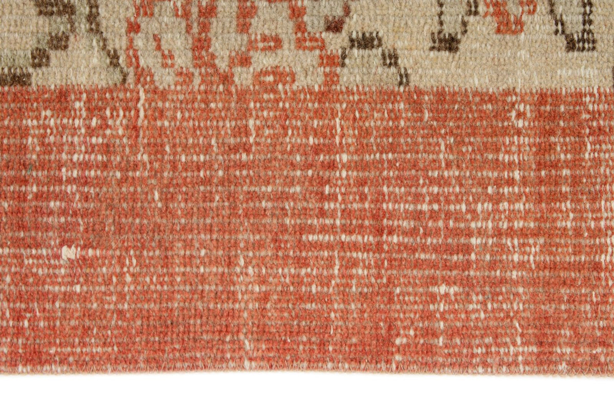 6x9 Ivory and Peach Turkish Overdyed Rug
