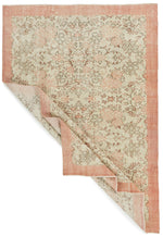 6x9 Ivory and Peach Turkish Overdyed Rug