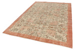 6x9 Ivory and Peach Turkish Overdyed Rug