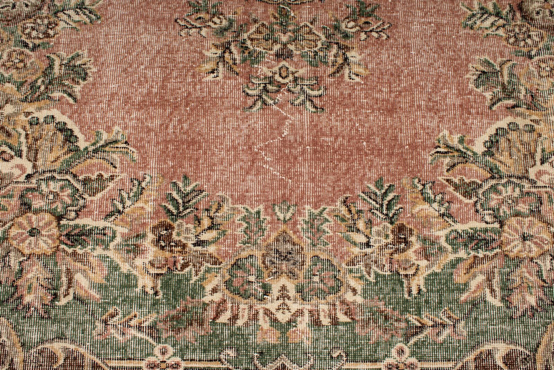 6x10 Rose and Multicolor Turkish Overdyed Rug