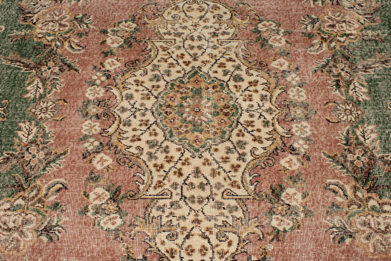 6x10 Rose and Multicolor Turkish Overdyed Rug