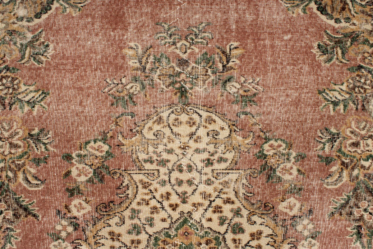 6x10 Rose and Multicolor Turkish Overdyed Rug