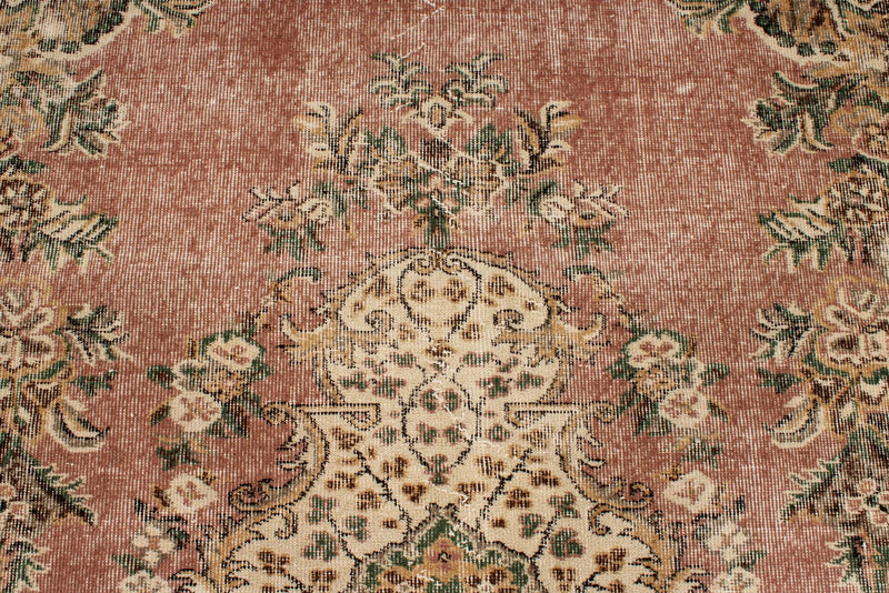 6x10 Rose and Multicolor Turkish Overdyed Rug