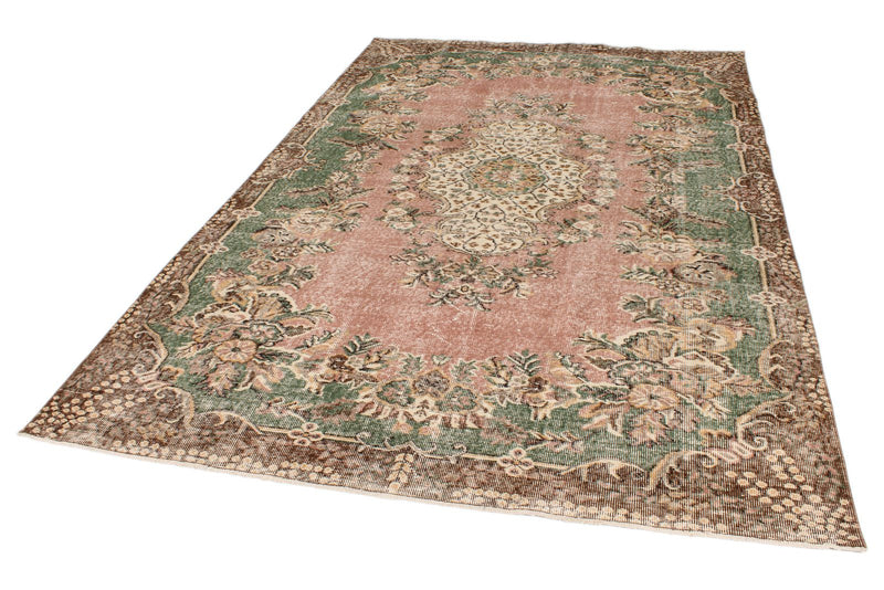 6x10 Rose and Multicolor Turkish Overdyed Rug