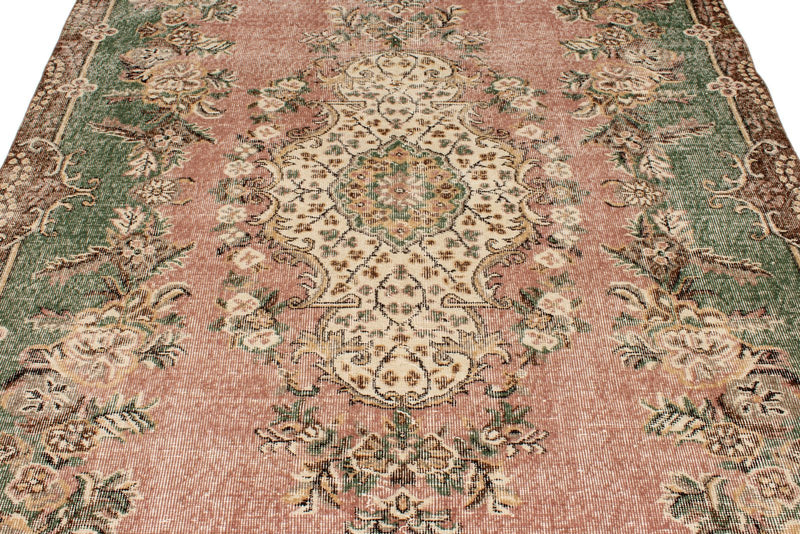 6x10 Rose and Multicolor Turkish Overdyed Rug