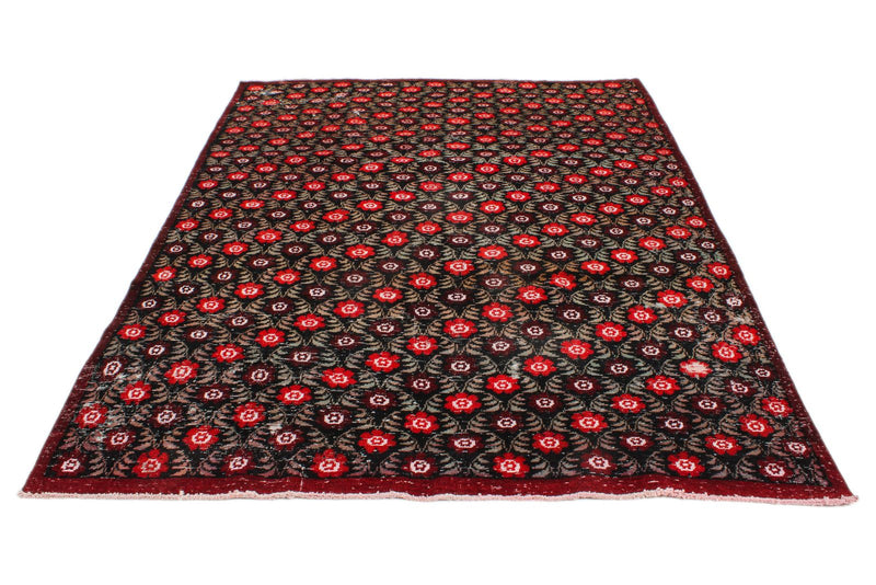 6x9 Dark Brown and Red Turkish Anatolian Rug