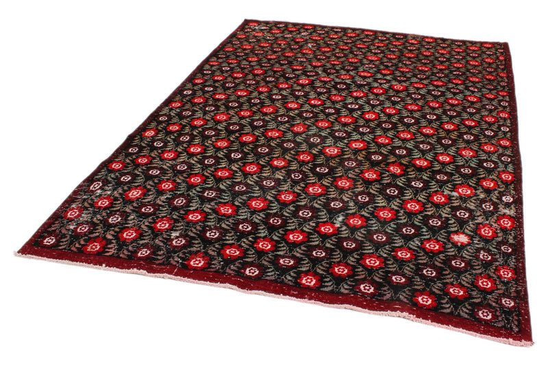 6x9 Dark Brown and Red Turkish Anatolian Rug