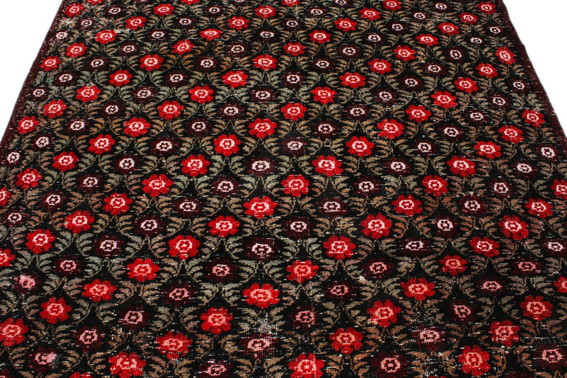 6x9 Dark Brown and Red Turkish Anatolian Rug