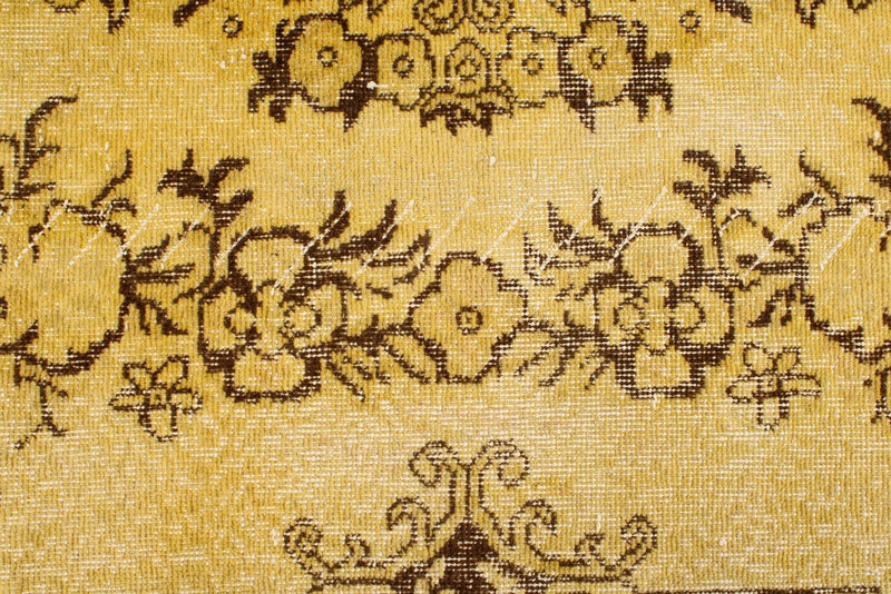 6x9 Yellow and Brown Turkish Overdyed Rug