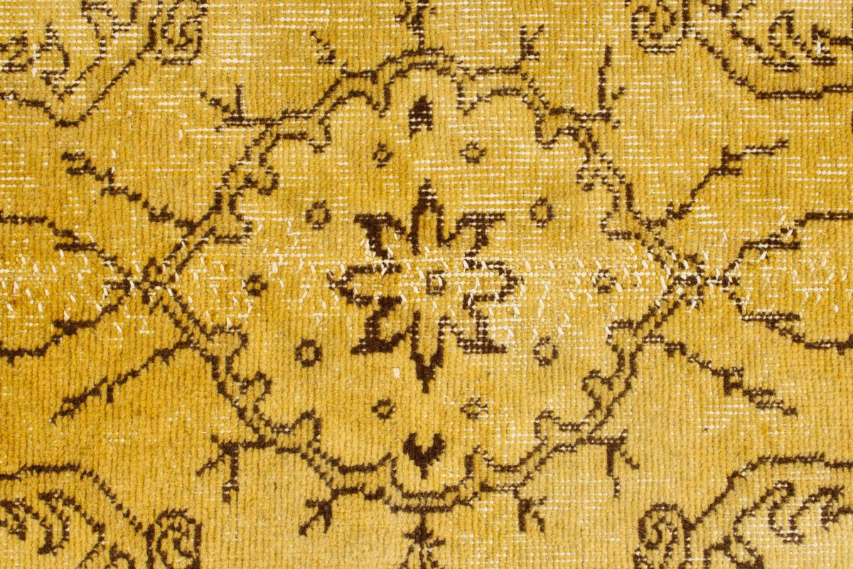6x9 Yellow and Brown Turkish Overdyed Rug