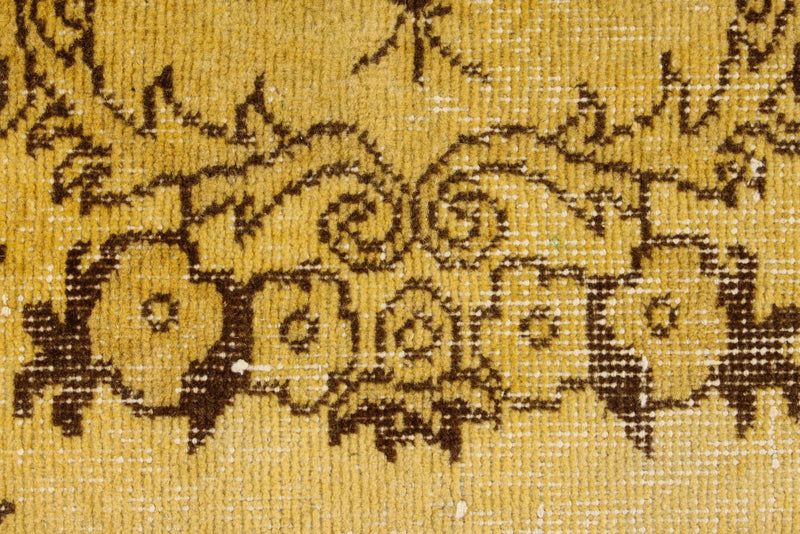 6x9 Yellow and Brown Turkish Overdyed Rug