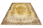 6x9 Yellow and Brown Turkish Overdyed Rug