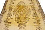 6x9 Yellow and Brown Turkish Overdyed Rug