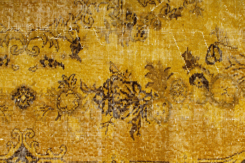 6x9 Mustard and Brown Turkish Overdyed Rug