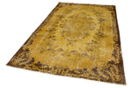 6x9 Mustard and Brown Turkish Overdyed Rug