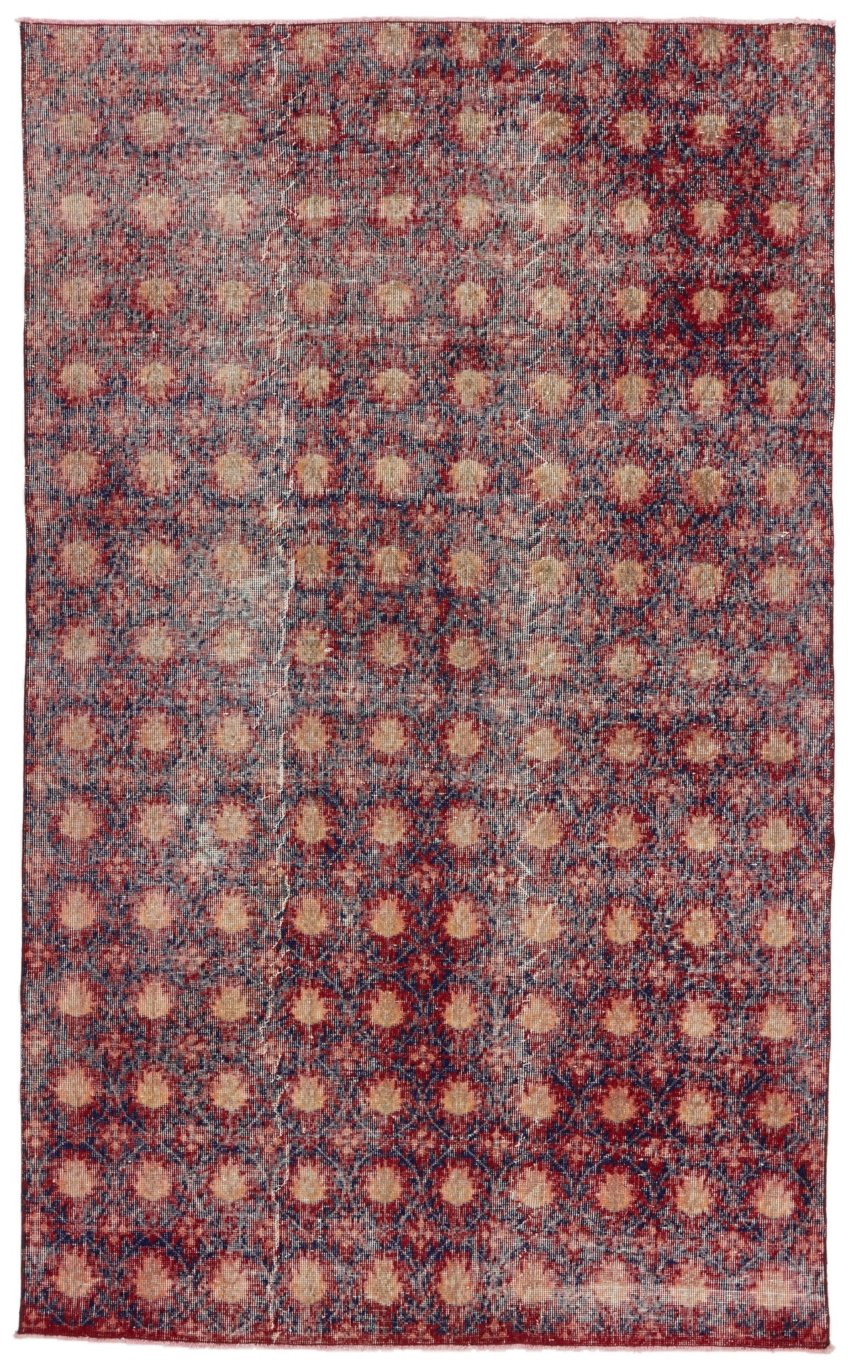 6x9 Dark Red and Multicolor Turkish Anatolian Rug
