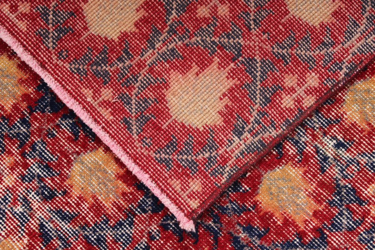 6x9 Dark Red and Multicolor Turkish Anatolian Rug